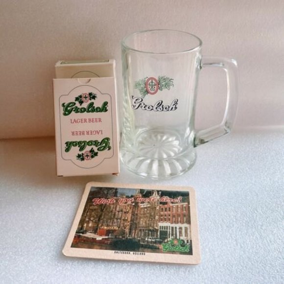 Vtg Grolsch Lager Beer Branded Product Coaster, Playing Cards 8 Oz Stein - Picture 2 of 12